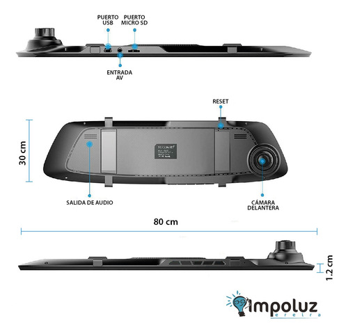 Camara De Reversa En Espejo Retrovisor Vision Atras Adelante Foto 7
