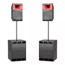 Combo De Sonido Profesional 2 Bafles Activos + 2 Subwoofers