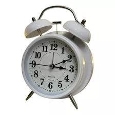 Reloj Despertador Vintage Quartz Metal Blanco