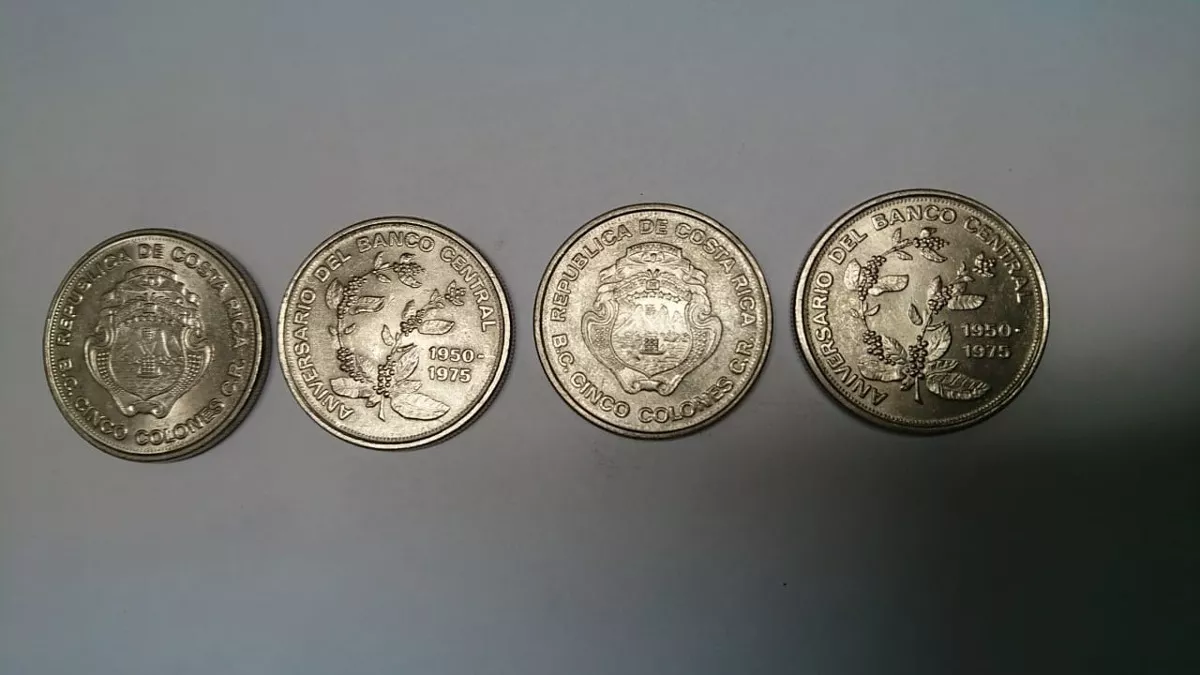 4 Monedas De Costa Rica, Coleccion,. 75 Aniversario. Vhcf