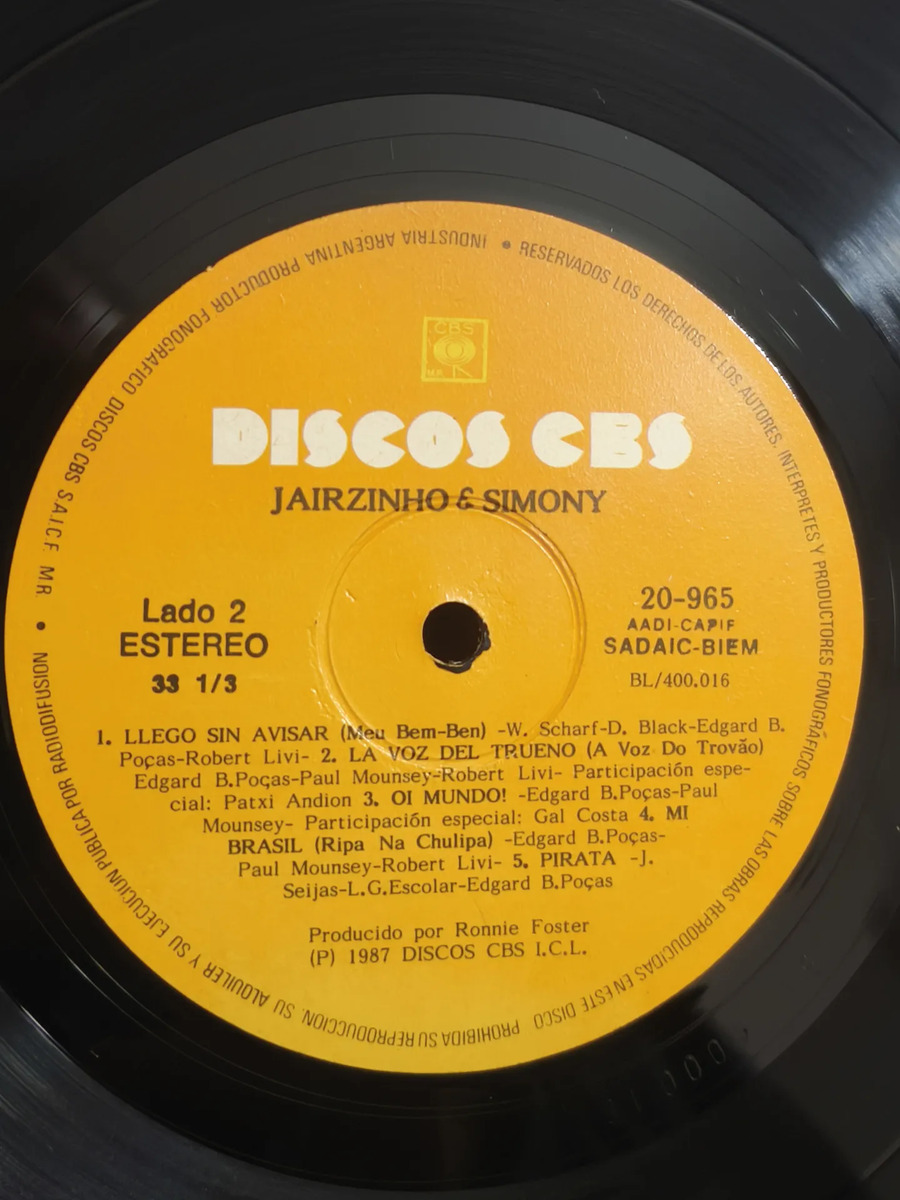 Jairzinho & Simony - Jairzinho & Simony - vinilo 1987