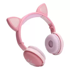 Fone De Ouvido Over-ear Sem Fio Cat Stn-28 Rosa Com Luz Led