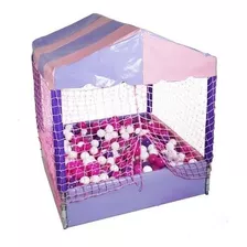 Piscina Casinha De Bolinhas Rosa Bebê 1x1 M C/ Tatame Eva