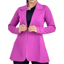 Blazer Feminino Max Acinturado Sobretudo Longo Neoprene Luxo