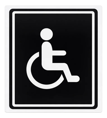 Placa Acessibilidade Adesivo Banheiro Cadeirante Pcd Preto Preto