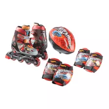 Patines Hot Wheels 4 Ruedas En Linea Con Accesorios Talla S