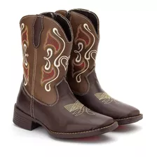 Bota Country Texana Infantil Bico Redondo Em Couro Promoção