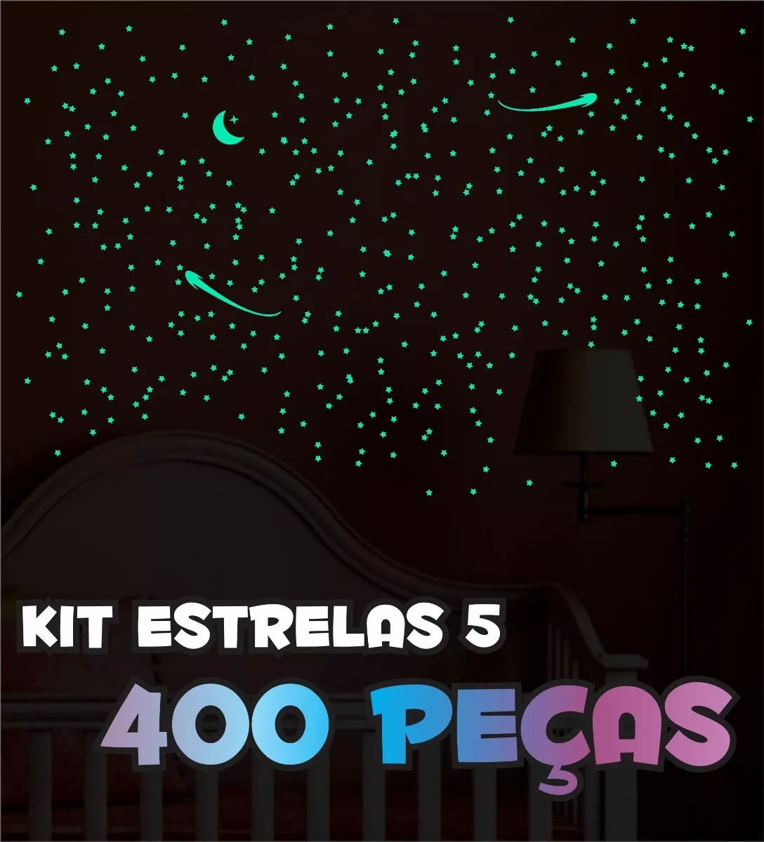 Kit 400 Mini Estrelas + Lua + Cometas