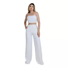 Conjunto Calça Pantalona Social Ou Festa Cropped Bojo #cj56