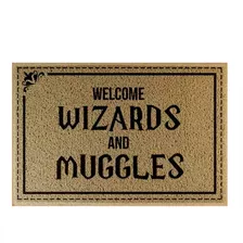 Tapete Capacho Bege - Welcome Wizards And Muggles Desenho Do Tecido C495 (bege)