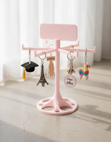 Exhibidor Para Llaveros De Souvenir Egresados Etc Rosa Claro