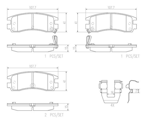 Set-4 Balatas Ceramica Traseras Alero 2.4l L4 99/01 Foto 2