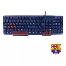 Teclado Gamer Usb Profesional Barcelona Blaugrana Color Del Teclado Azul