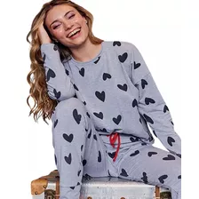 Pijama Mujer Invierno Corazones Jaia