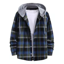 Sudadera Con Capucha A Cuadros Para Hombre, Camiseta Casual