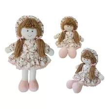 Boneca De Pano Clara Rosa Ísis 37cm Brinquedo Decoração Bebê