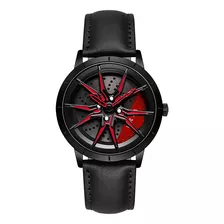 Reloj Sanda 1089, Esfera Esquelética Impermeable, Fondo Negro/rojo
