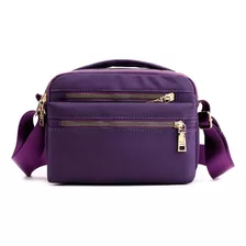 Bolsa Crossbody Mujer Alta Capacidad Nylon Correa Ajustable Color Violeta Oscuro