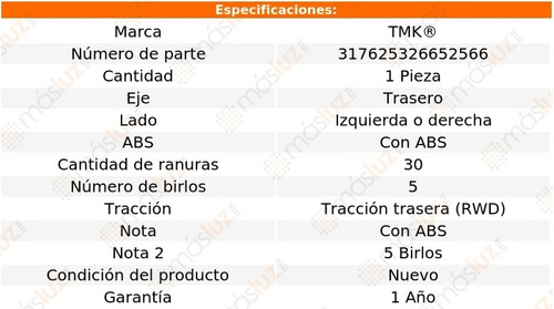 1- Maza Trasera Izq/der Con Abs Corvette V8 6.0l 05/07 Tmk Foto 2