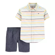 Conjunto Camisa Listrada E Bermuda