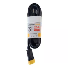 Extensão Elétrica 3 Metros 20a Tripolar Cabo Pp 3x2,5mm Cor Preto 127v/220v