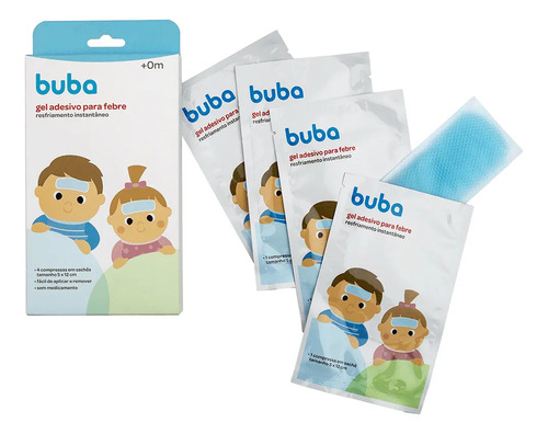 Buba Gel Adesivo Febre Incômodo Compressa Azul-claro