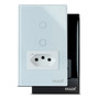 Interruptor Inteligente Wifi Ekaza 2 Teclas Touch Com Tomada Cor Branco 127/220v