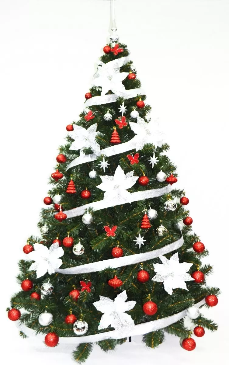 Árbol De Navidad Premium 2,50 C/ Adornos Rojo/plata - Sheshu