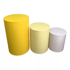 Trio Capas Cilindros Amarelo, Branco E Amarelo Bebê