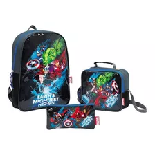 Combo Morral, Lonchera, Cartuchera De Marvel Capi 