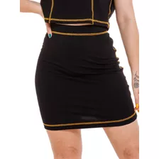 Saia Curta Mini Saia Lisa Viscolycra Feminina Preta Linda