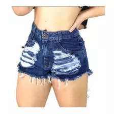 Short Jeans Feminino Cintura Alta Hot Pant Anita Kit C/2 Pçs