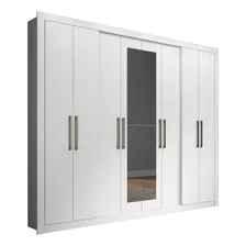 Guarda Roupa Casal 8 Portas 4 Gavetas Espelho Branco Carraro