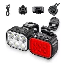 Kit Farol E Lanterna Traseira Bike 6 Leds Recarregável Usb