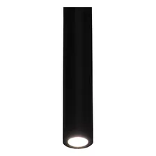 Pendente Tubo Cilindro Preto 60 Cm + Led Luz Neutro