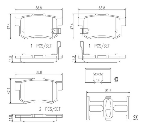 Balatas Traseras / Honda Element Dx 2003 - 2004 Cermica Foto 2