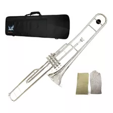 Trombon Embolos Sibemol Niquelado Estuche Boquilla Kit Limpieza Silvertone Sltb010 Envio Inmediato 