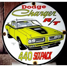 Placa Retrô Dodge Charger R/t - Em Metal 50cm