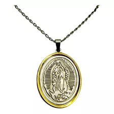 Medalla De La Virgen De Guadalupe Con Cadena - Acero Inox