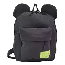 Mochila Casual Escolar Orejas Mic Keyy Negro Liso Kawaii