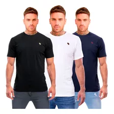 Remeras Básicas De Hombre Pack X3 Logo Bordado Lisas #3rl-p 