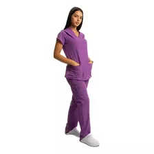 Conjunto Médico Enfermero Dama Uniforme Elastizado Violeta