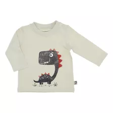 Polera Manga Larga Niño Bubblegummers Dino Beige 