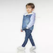 Kit Jaqueta Jeans Com Elastano E Calça Bebê Menino 