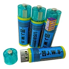 Pilhas Aa Recarregável Usb 1.5v 1.800mah Jws 4 Unidade