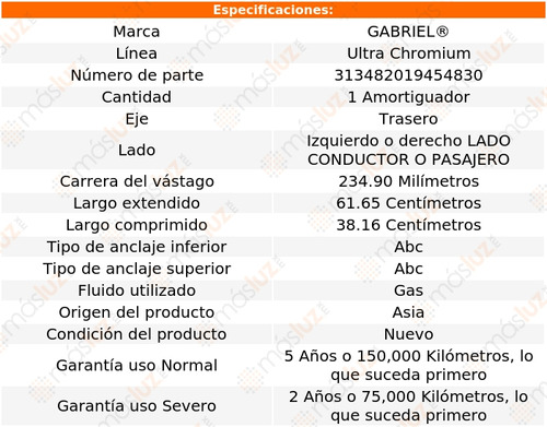 1- Amortiguador Trasero Izq/der Sierra 3500 99/06 Gabriel Foto 2