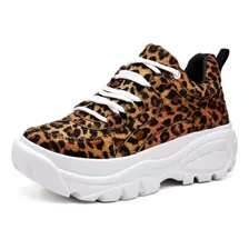 Tênis Feminino Plataforma Sneacker Animal Print Onça Dubuy