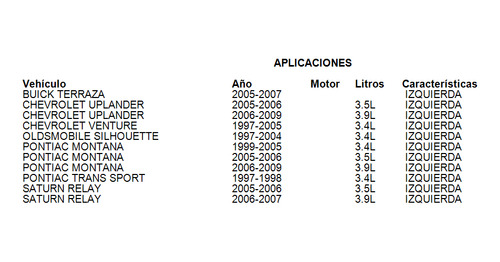 Espejo Lateral Izquierda Pontiac Trans Sport 1997-1998 3.4l Foto 4