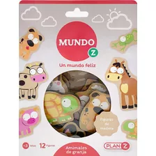 Muñecos Madera 12 Animales De Granja Juegos Didacticos Niños