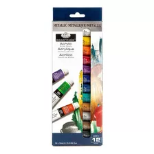 Tinta Acrílica Metálica Royal & Langnickel Essentials 12 Pçs